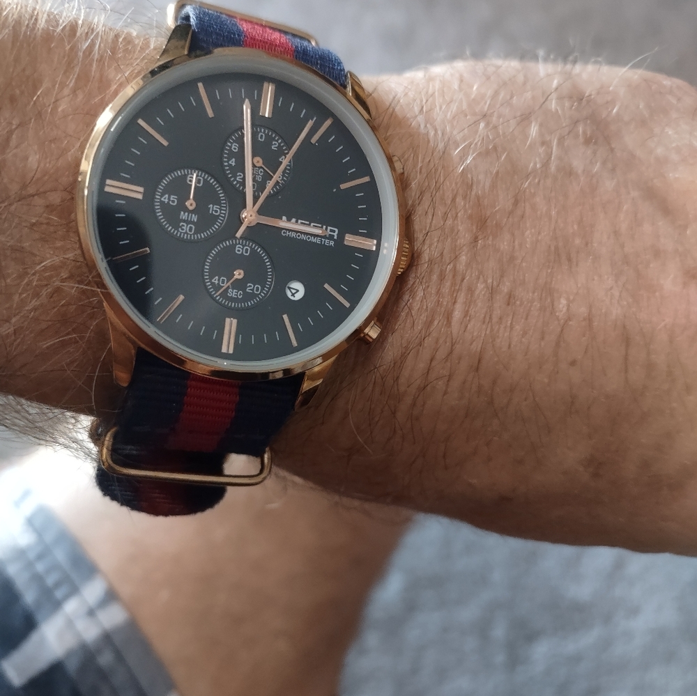MEGIR Watch Men's Stainless Steel Quartz Chronograph Watch
